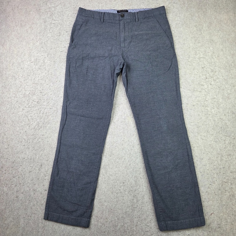 Banana Republic Mens Kentfield Pant 32x30 Grey Flat Front Stretch Chino Trousers